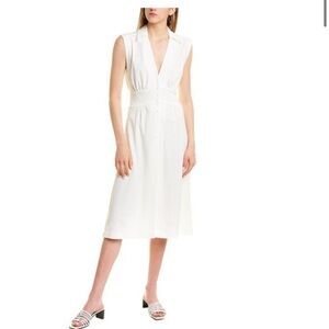 BA&SH Ivory White Faith gathered stretch-crepe dress Size XS